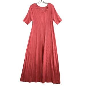 Soft Surroundings Santiago Maxi Dress Womens M Short Sleeve Ribbed Coral NWT